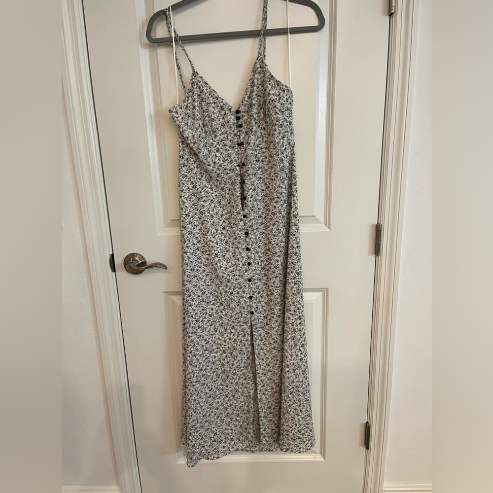 Zara navy and white floral dress.